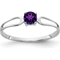 14K White Gold 4mm Round Amethyst Ring - 0.23 Carat Total Gemstone Weight by Monteluci Fine Jewelry