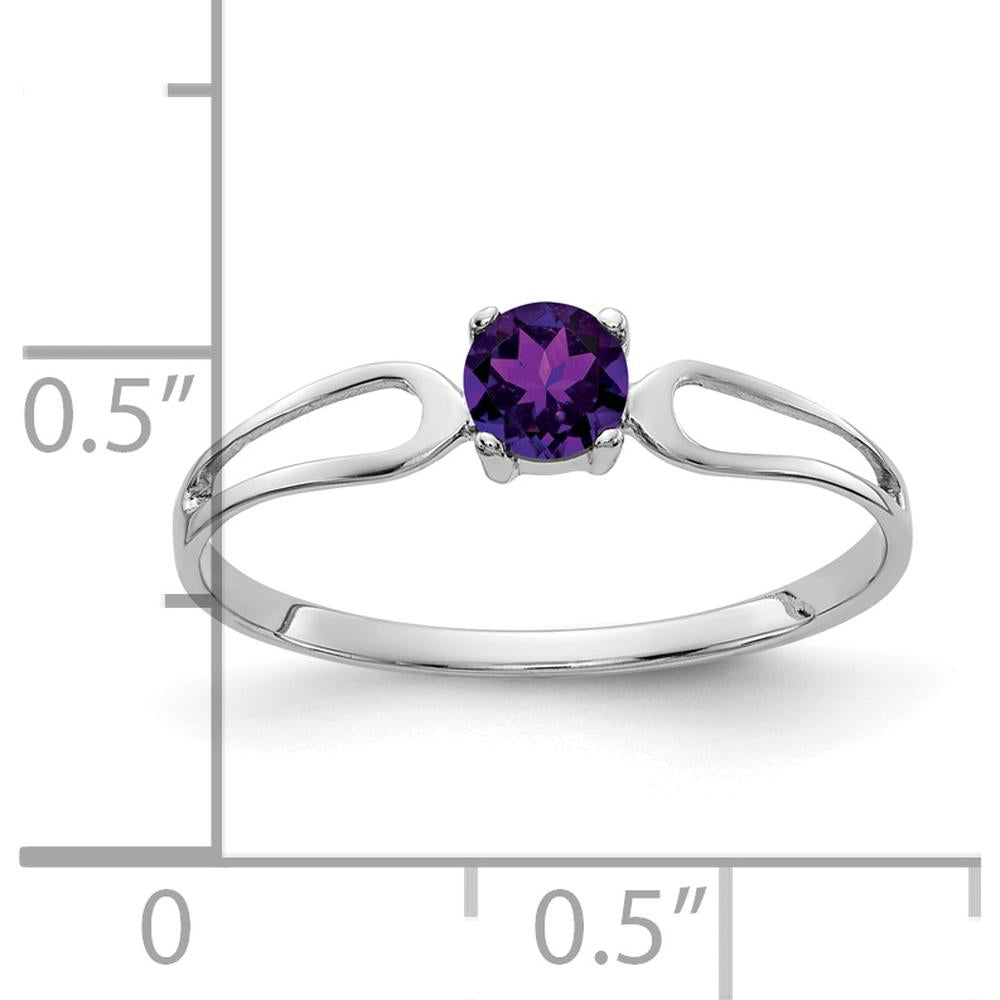 14K White Gold 4mm Round Amethyst Ring - 0.23 Carat Total Gemstone Weight by Monteluci Fine Jewelry