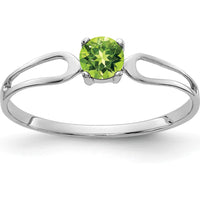 14K White Gold 4mm Round Cut Peridot Ring - 0.30 Carat Natural Peridot by Monteluci Fine Jewelry