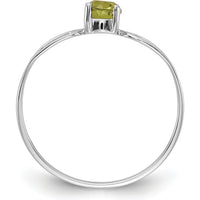 14K White Gold 4mm Round Cut Peridot Ring - 0.30 Carat Natural Peridot by Monteluci Fine Jewelry