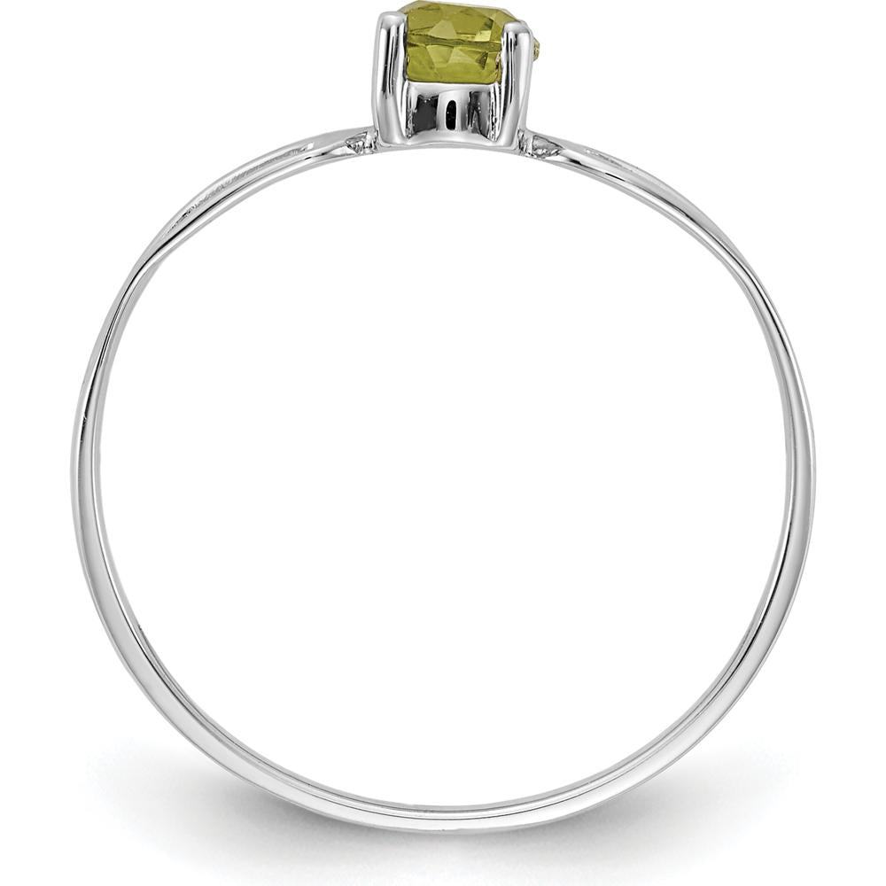 14K White Gold 4mm Round Cut Peridot Ring - 0.30 Carat Natural Peridot by Monteluci Fine Jewelry
