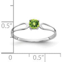 14K White Gold 4mm Round Cut Peridot Ring - 0.30 Carat Natural Peridot by Monteluci Fine Jewelry