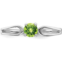 14K White Gold 4mm Round Cut Peridot Ring - 0.30 Carat Natural Peridot by Monteluci Fine Jewelry