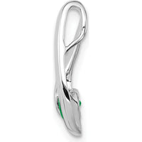 14K White Gold 4mm Round Emerald Chain Slide Pendant - 0.28 Carat Emerald by Monteluci Fine Jewelry
