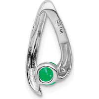 14K White Gold 4mm Round Emerald Chain Slide Pendant - 0.28 Carat Emerald by Monteluci Fine Jewelry