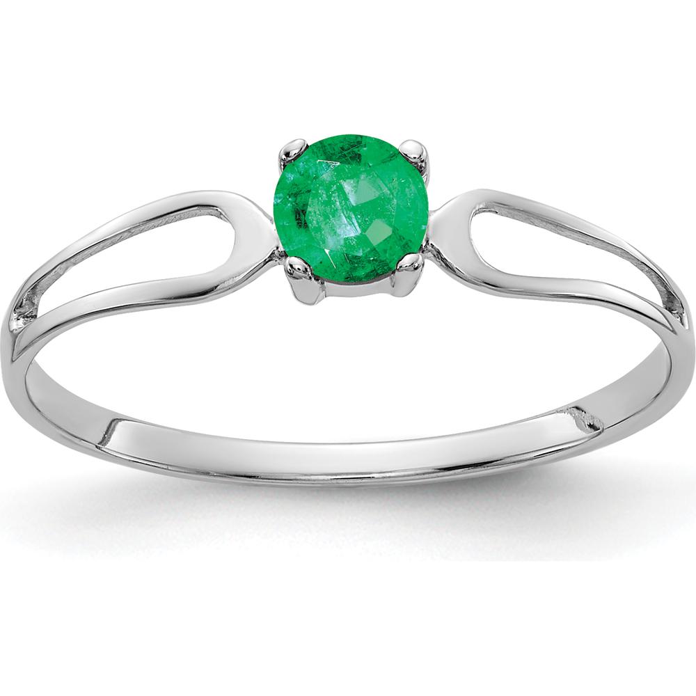 14K White Gold 4mm Round Emerald Ring - 0.28 Carat Total Emerald Weight by Monteluci Fine Jewelry