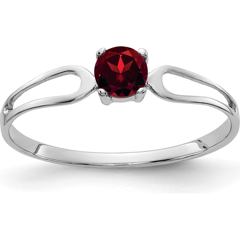 14K White Gold 4mm Round Garnet Ring - 0.35 Carat Total Garnet Weight by Monteluci Fine Jewelry