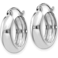 14K White Gold 4mm Round Hoop Earrings with Rhodium Plating by 0