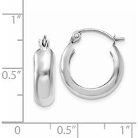 14K White Gold 4mm Round Hoop Earrings with Rhodium Plating by 0