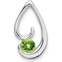 14K White Gold 4mm Round Peridot Teardrop Pendant - 0.30 Carat Natural Peridot by Lumare Gioia