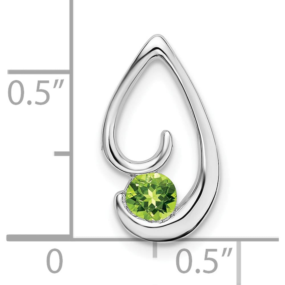 14K White Gold 4mm Round Peridot Teardrop Pendant - 0.30 Carat Natural Peridot by Lumare Gioia