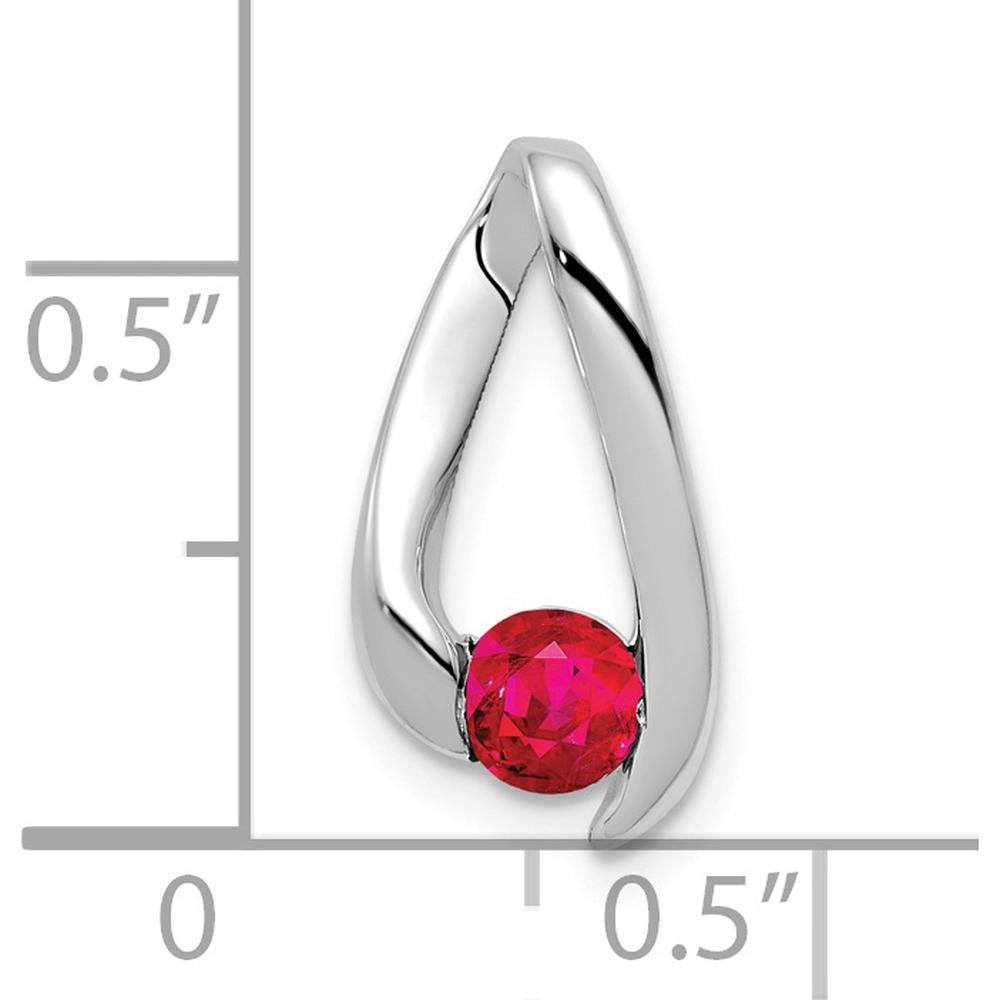 14K White Gold 4mm Round Ruby Chain Slide - 0.35 Carat Total Ruby Weight by Monteluci Fine Jewelry