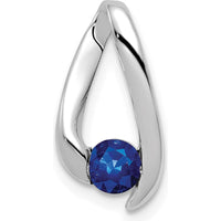 14K White Gold 4mm Round Sapphire Pendant Slide - 0.35 Carat Total Sapphire Weight by Monteluci Fine Jewelry