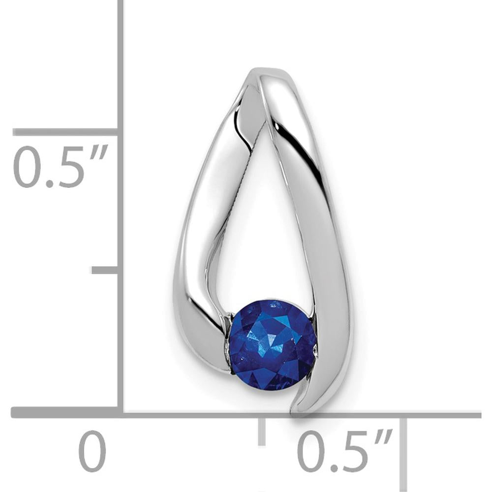 14K White Gold 4mm Round Sapphire Pendant Slide - 0.35 Carat Total Sapphire Weight by Monteluci Fine Jewelry