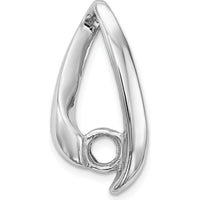 14K White Gold 4mm Round Stone Chain Slide Mounting - Rhodium Plated, Pendant Setting by Monteluci Fine Jewelry