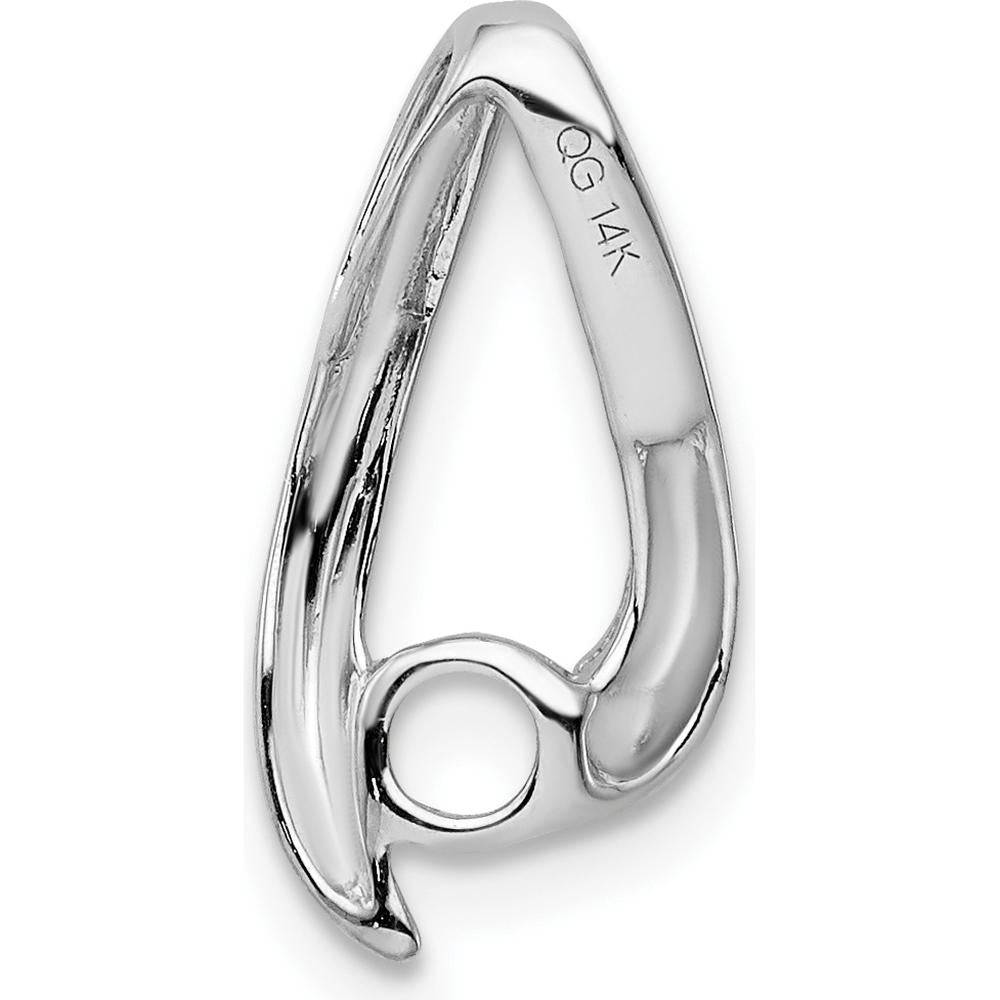 14K White Gold 4mm Round Stone Chain Slide Mounting - Rhodium Plated, Pendant Setting by Monteluci Fine Jewelry