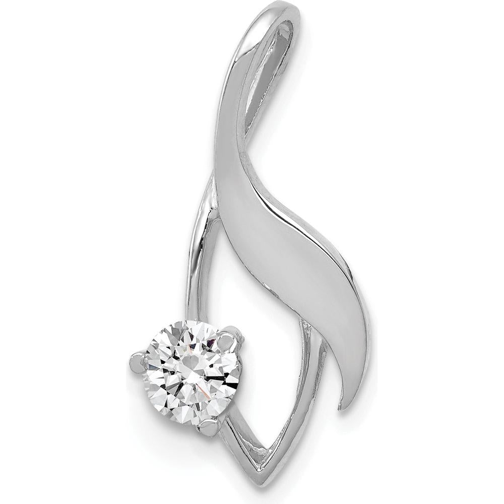 14K White Gold 4mm Round Stone Fancy Slide Pendant Mounting - Fits up to 6mm Omega by Oro Pregiato