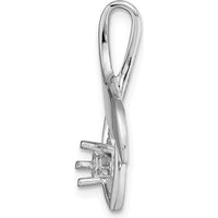 14K White Gold 4mm Round Stone Fancy Slide Pendant Mounting - Fits up to 6mm Omega by Oro Pregiato