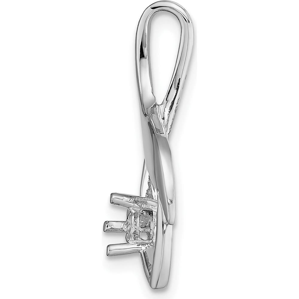 14K White Gold 4mm Round Stone Fancy Slide Pendant Mounting - Fits up to 6mm Omega by Oro Pregiato