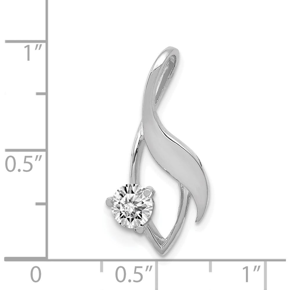 14K White Gold 4mm Round Stone Fancy Slide Pendant Mounting - Fits up to 6mm Omega by Oro Pregiato