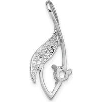 14K White Gold 4mm Round Stone Fancy Slide Pendant Mounting - Fits up to 6mm Omega by Oro Pregiato