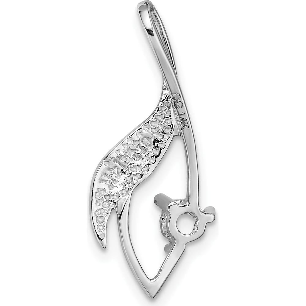 14K White Gold 4mm Round Stone Fancy Slide Pendant Mounting - Fits up to 6mm Omega by Oro Pregiato