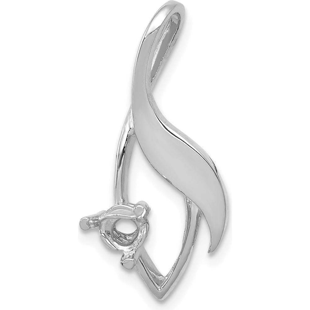 14K White Gold 4mm Round Stone Fancy Slide Pendant Mounting - Fits up to 6mm Omega by Oro Pregiato