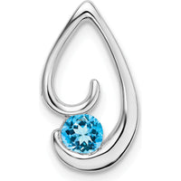 14K White Gold 4mm Round Swiss Blue Topaz Teardrop Pendant - 0.4 Carat Total Gemstone Weight by Lumare Gioia