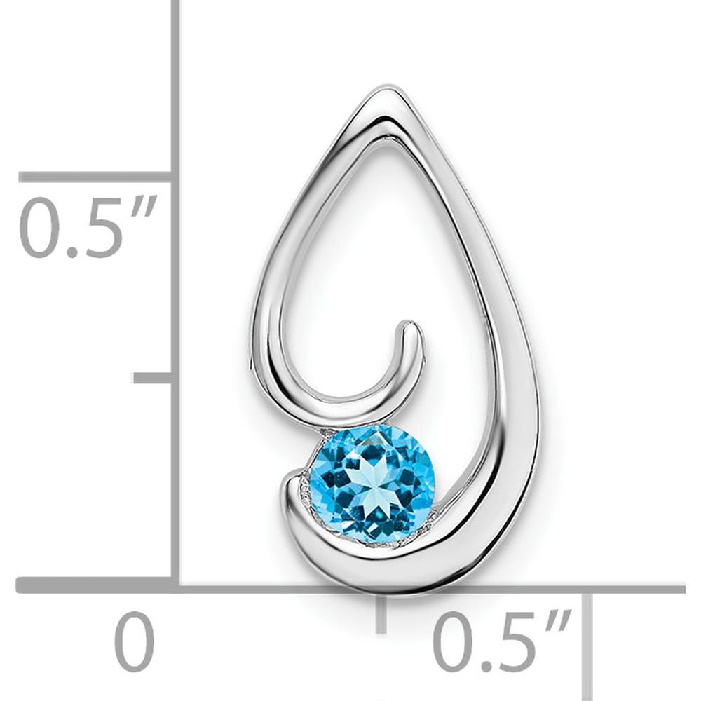 14K White Gold 4mm Round Swiss Blue Topaz Teardrop Pendant - 0.4 Carat Total Gemstone Weight by Lumare Gioia