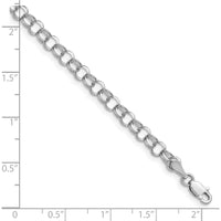 14K White Gold 4mm Solid Double Link Charm Bracelet - 7" Length by 0