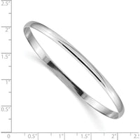 14K White Gold 4mm Solid Polished Half-Round Slip-On Bangle Bracelet by Oro Pregiato