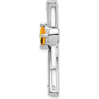 14K White Gold 4mm Square Citrine and Diamond Cross Pendant - 0.33 Carat Total Diamond Weight by Lumare Gioia