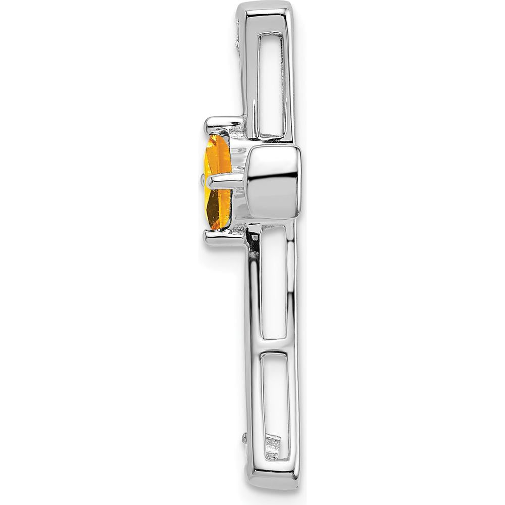 14K White Gold 4mm Square Citrine and Diamond Cross Pendant - 0.33 Carat Total Diamond Weight by Lumare Gioia