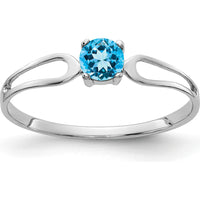 14K White Gold 4mm Swiss Blue Topaz Ring - 0.3 Carat Total Gem Weight by Monteluci Fine Jewelry