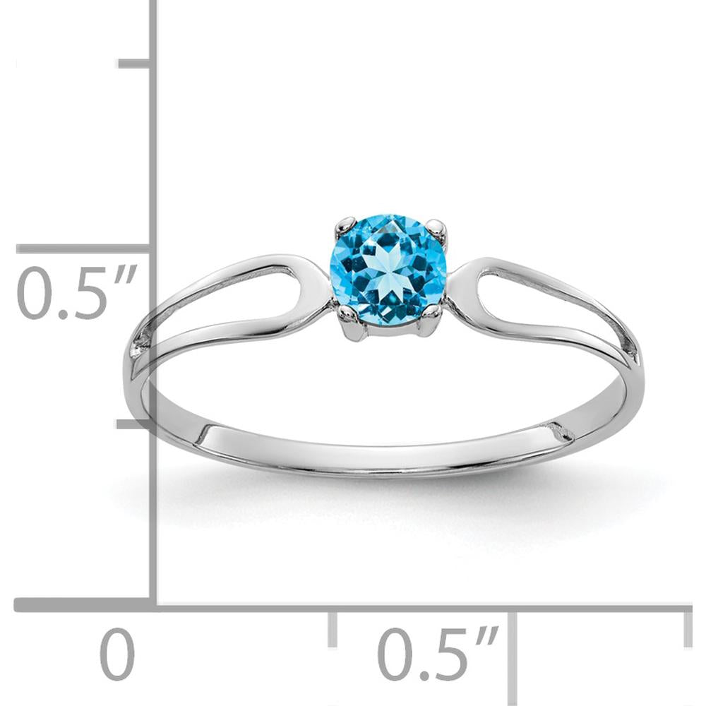 14K White Gold 4mm Swiss Blue Topaz Ring - 0.3 Carat Total Gem Weight by Monteluci Fine Jewelry