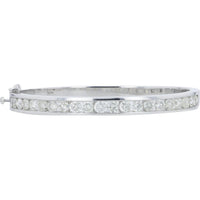 14K White Gold 5.00 Carat Diamond Bangle with Milgrain Detail