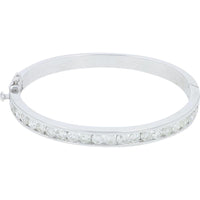 14K White Gold 5.00 Carat Diamond Bangle with Milgrain Detail