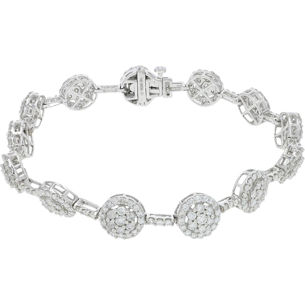 14K White Gold 5.00 Carat Diamond Tennis Bracelet with Milgrain Design
