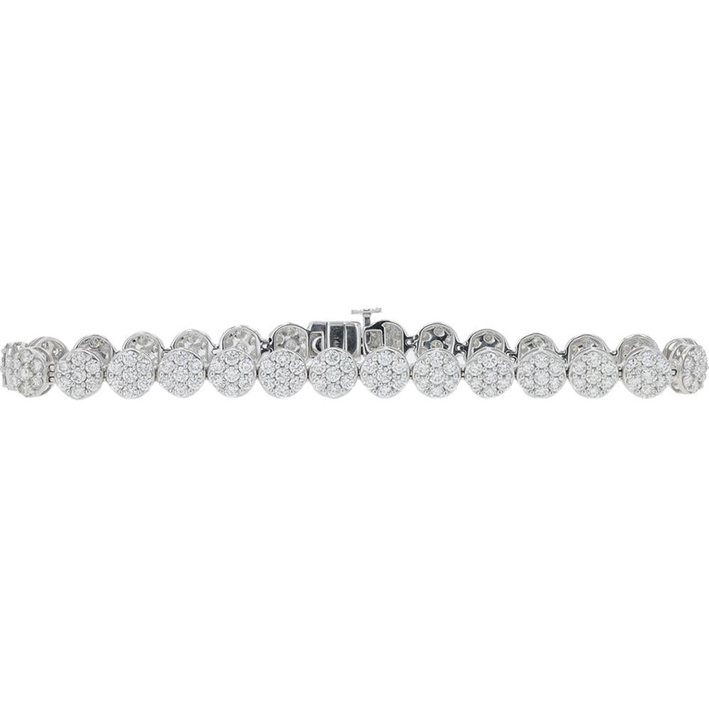14K White Gold 5.00 Carat Diamond Tennis Bracelet with Round Brilliant Cut Diamonds