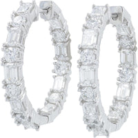 14K White Gold 5.00 Carat Total Weight Lab Grown Diamond Inside - Out Hoop Earrings