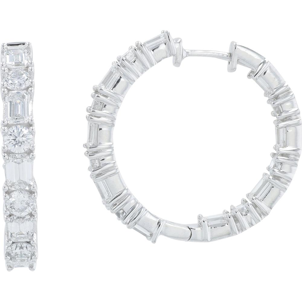 14K White Gold 5.00 Carat Total Weight Lab Grown Diamond Inside - Out Hoop Earrings