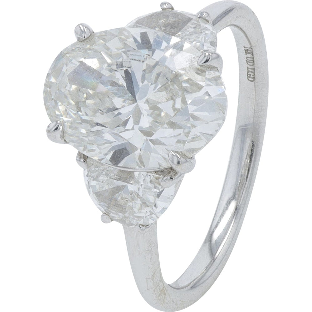 14K White Gold 5.00 Carat Total Weight Lab-Grown Diamond Ring with 4.00 Carat Center Stone