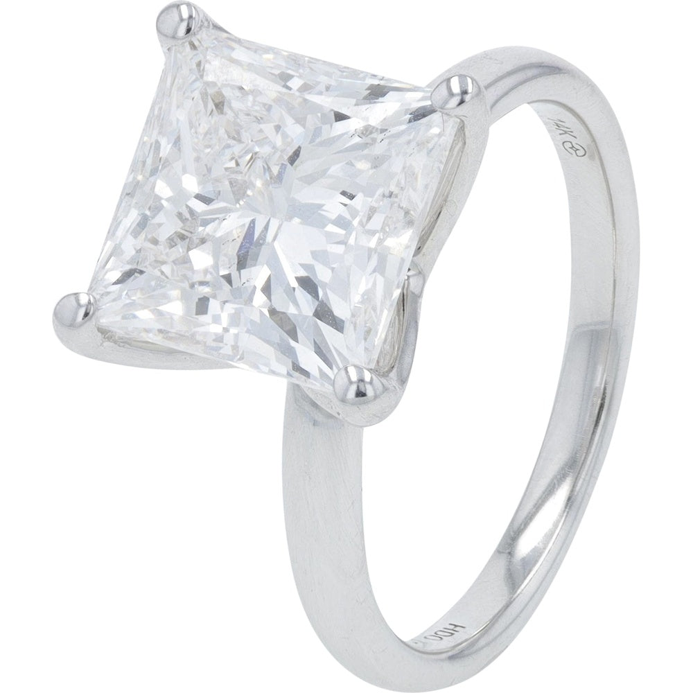 14K White Gold 5.00 Carat Total Weight Princess-Cut Lab Grown Diamond Engagement Ring