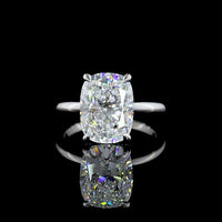 14K White Gold 5.10 Carat Solitaire Ring with Cushion Brilliant Cut Lab Grown Diamond, D VVS2 Clarity, IGI Certified - Covaloro Fine Jewelry
