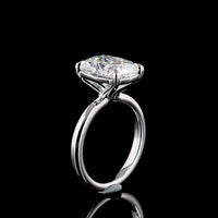 14K White Gold 5.10 Carat Solitaire Ring with Cushion Brilliant Cut Lab Grown Diamond, D VVS2 Clarity, IGI Certified - Covaloro Fine Jewelry