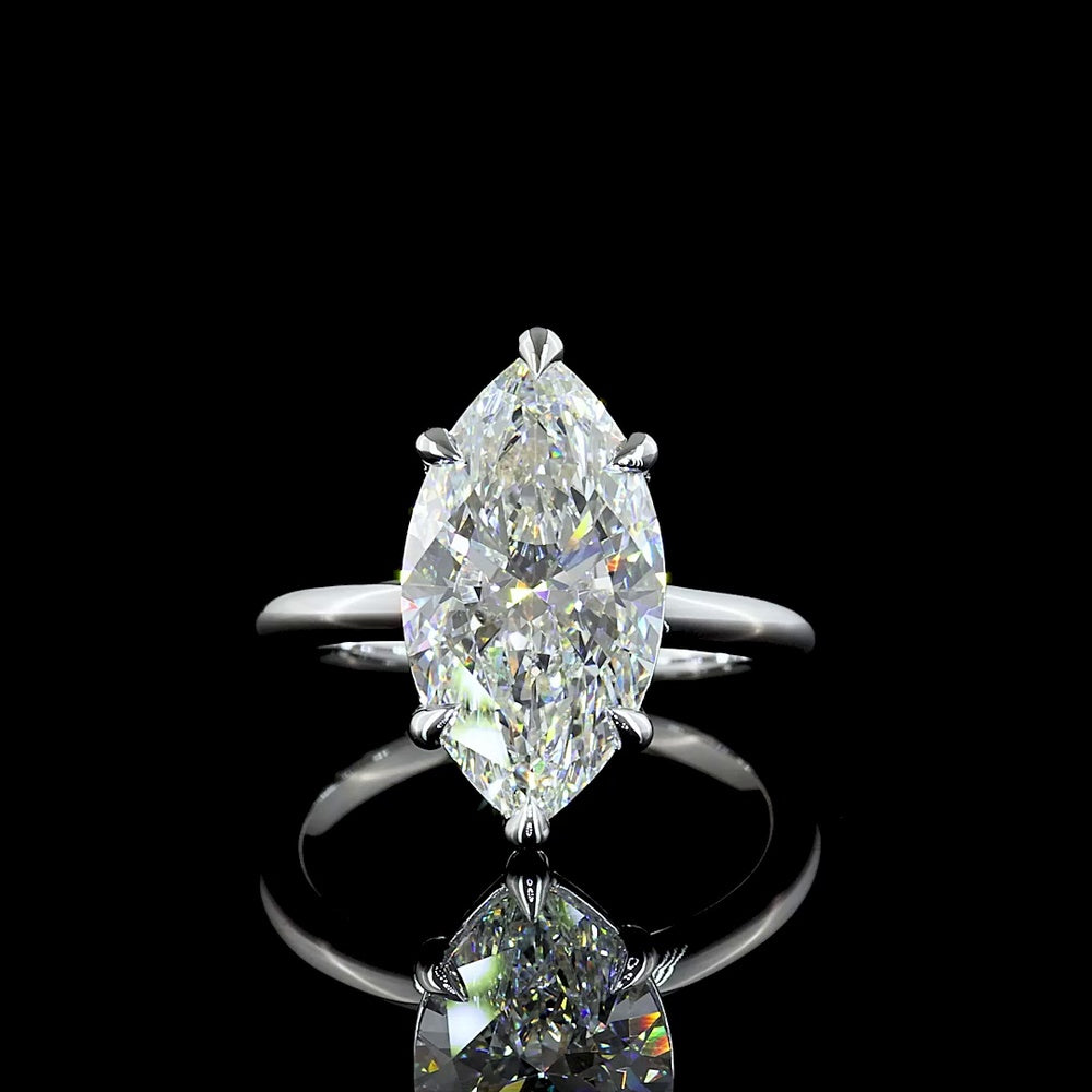 14K White Gold 5.11 Carat Marquise Cut Lab Diamond Solitaire Ring - IGI Certified E-F VVS2 - Covaloro Fine Jewelry
