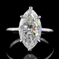 14K White Gold 5.11 Carat Marquise Cut Lab Diamond Solitaire Ring - IGI Certified E-F VVS2 - Covaloro Fine Jewelry