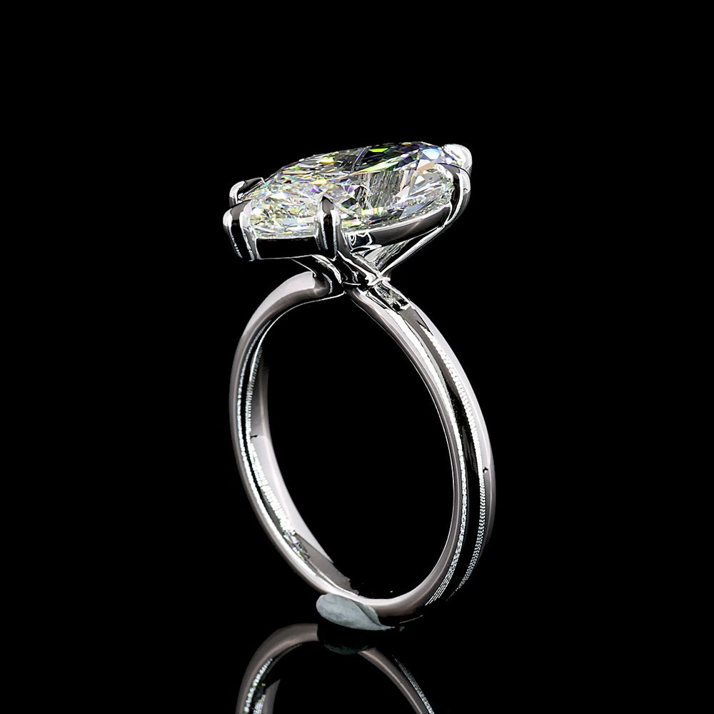 14K White Gold 5.11 Carat Marquise Cut Lab Diamond Solitaire Ring - IGI Certified E-F VVS2 - Covaloro Fine Jewelry