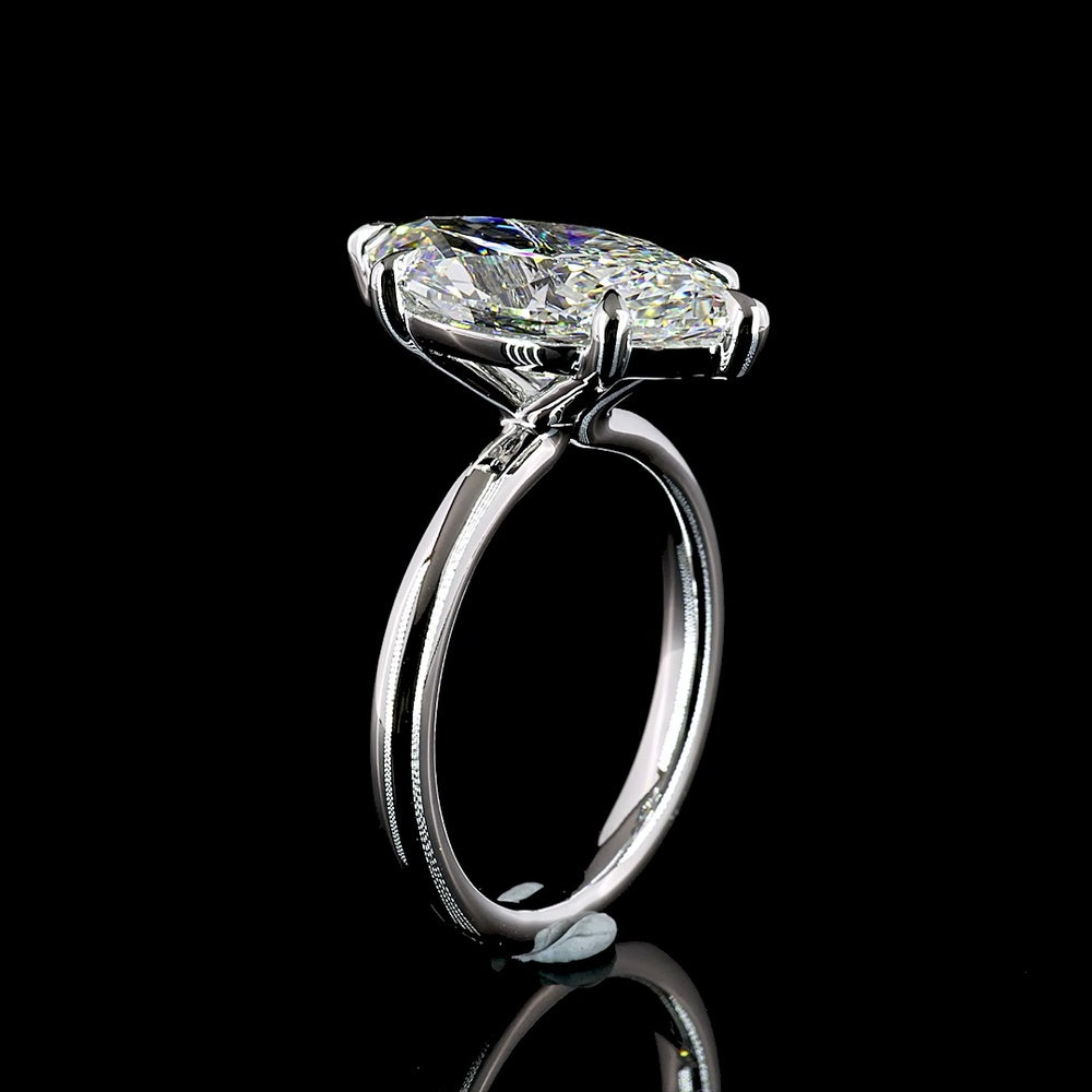 14K White Gold 5.11 Carat Marquise Cut Lab Diamond Solitaire Ring - IGI Certified E-F VVS2 - Covaloro Fine Jewelry