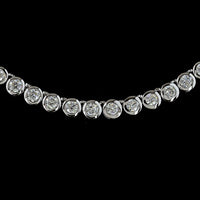 14K White Gold 5.35 Carat Lab Diamond Tennis Necklace with Bezel Set Round Brilliant Cut Stones, E-F Color VS1 Clarity - Covaloro Fine Jewelry